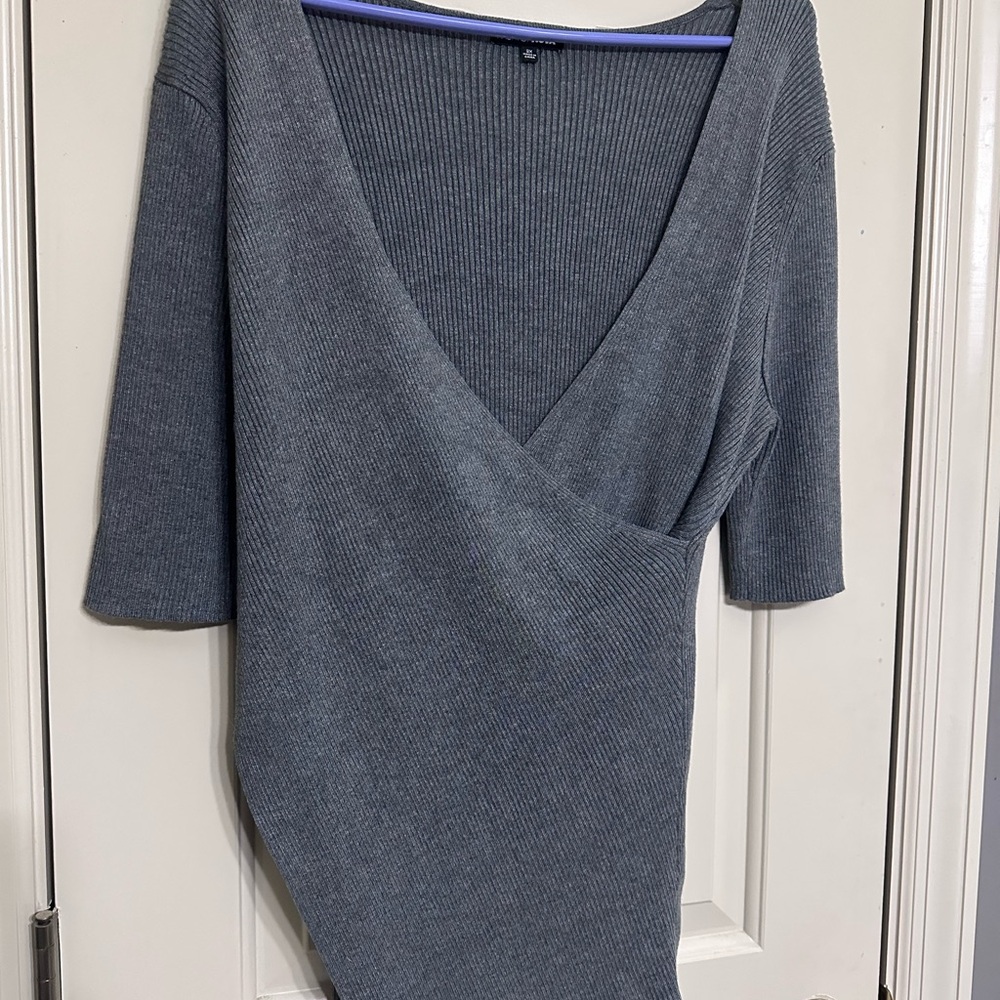 Fashion Nova Charcoal Ribbed Knit Top